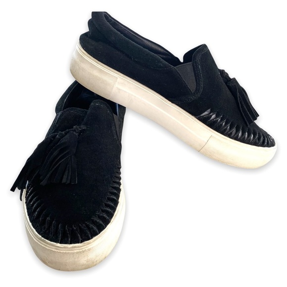 JSLIDES aztec black suede tassel slip on platform sneakers Size 8.5 - Picture 3 of 5